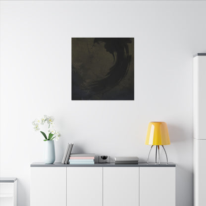 Seijaku Ink Brushstroke Canvas Art - Dark Japandi Moody Minimal