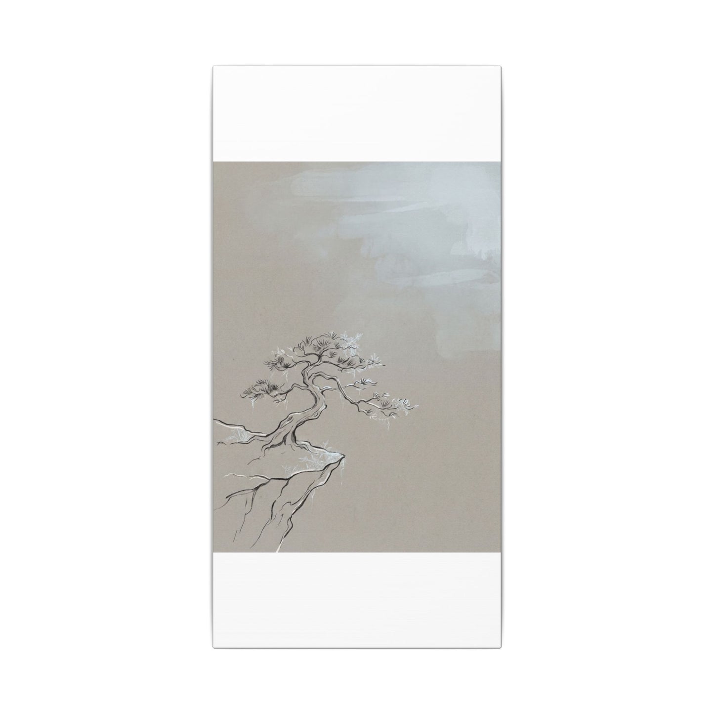 Pine Tree Minimal Line Canvas Art | Warm Japandi Art