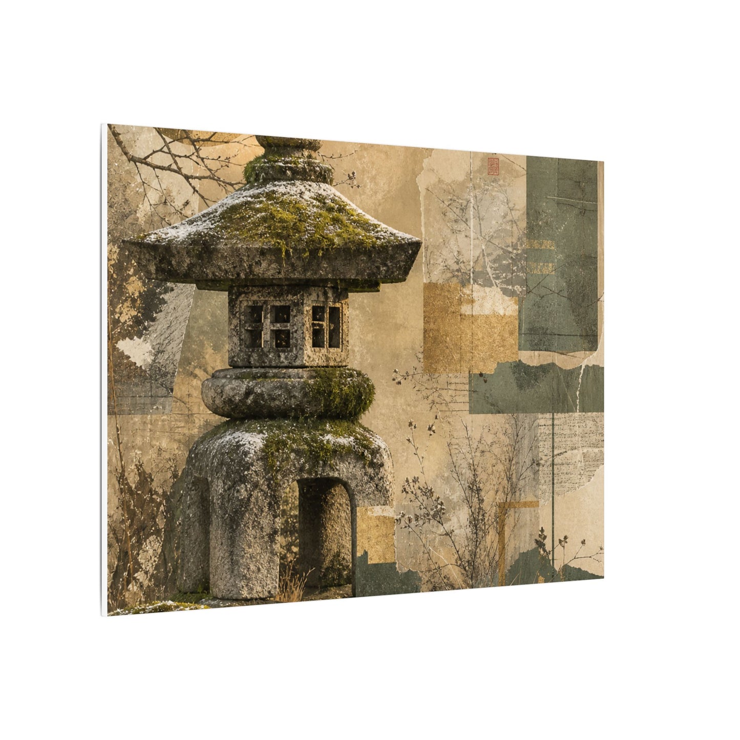 Elegant Stone Lantern Canvas Art - Texture Japandi