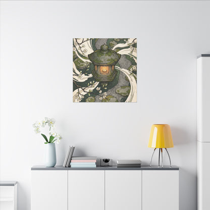 Zen Stone Lantern in Candlelight | Ukiyo E Inspired Canvas Art