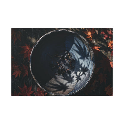 Autumn Ceramic Bowl Shadow Zen Canvas Art | Bold Decor