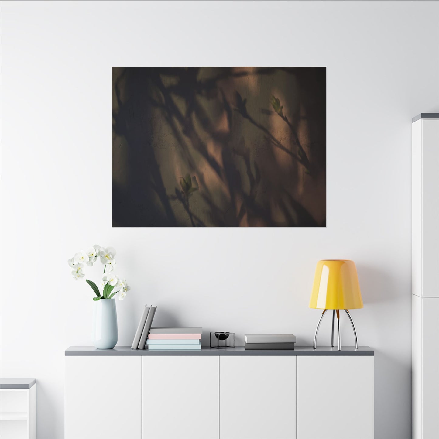 Candlelight Shadow Play Canvas Art - Dark Japandi Shibui