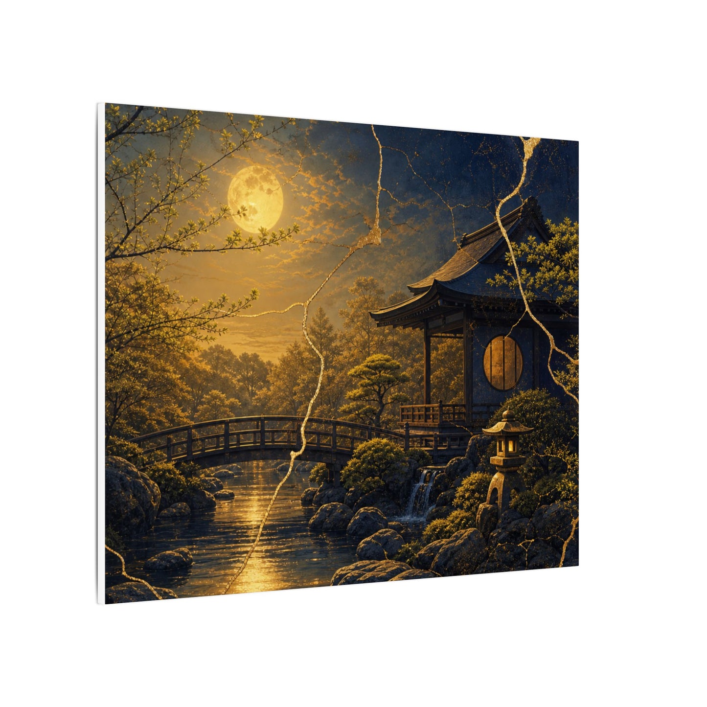 Spring Moonlit Garden Gold Vein Canvas Art | Resilient Decor