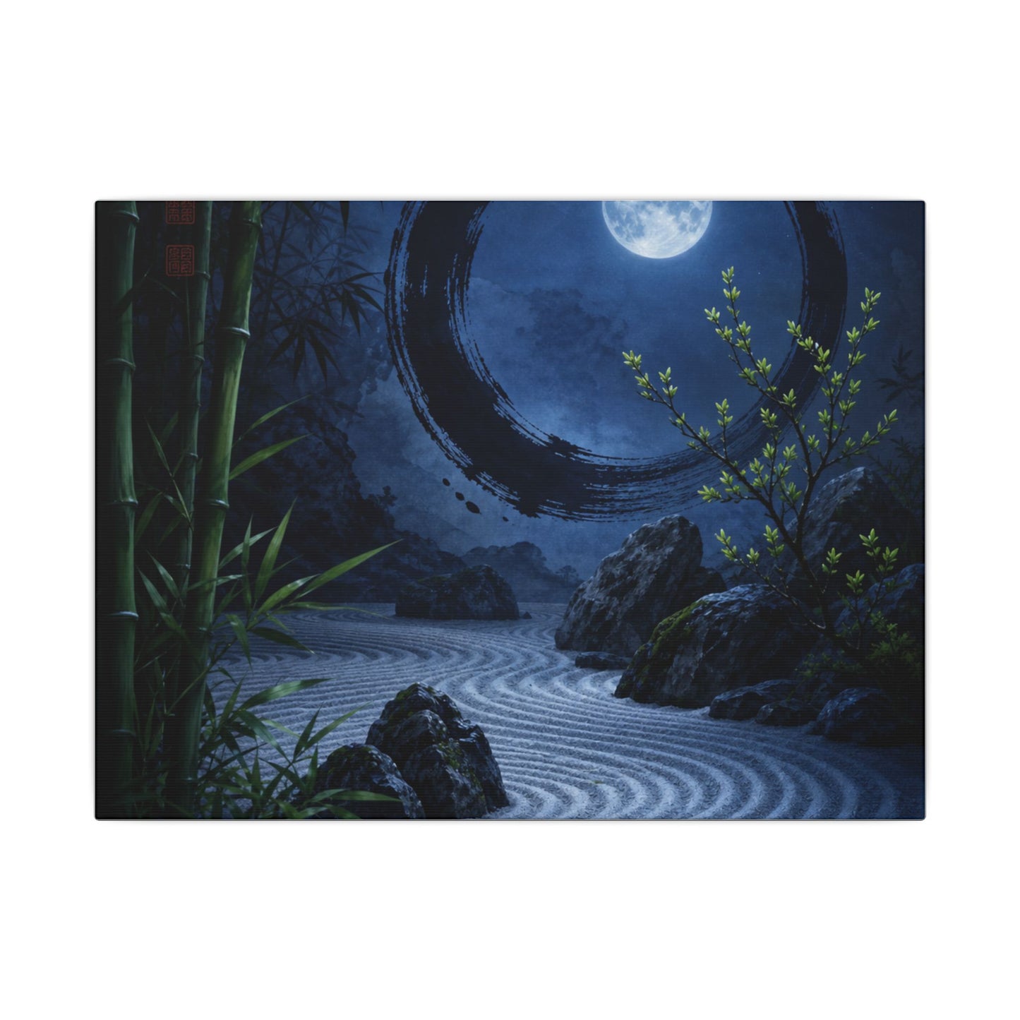 Serene Rock Garden Canvas Art - Enso Zen