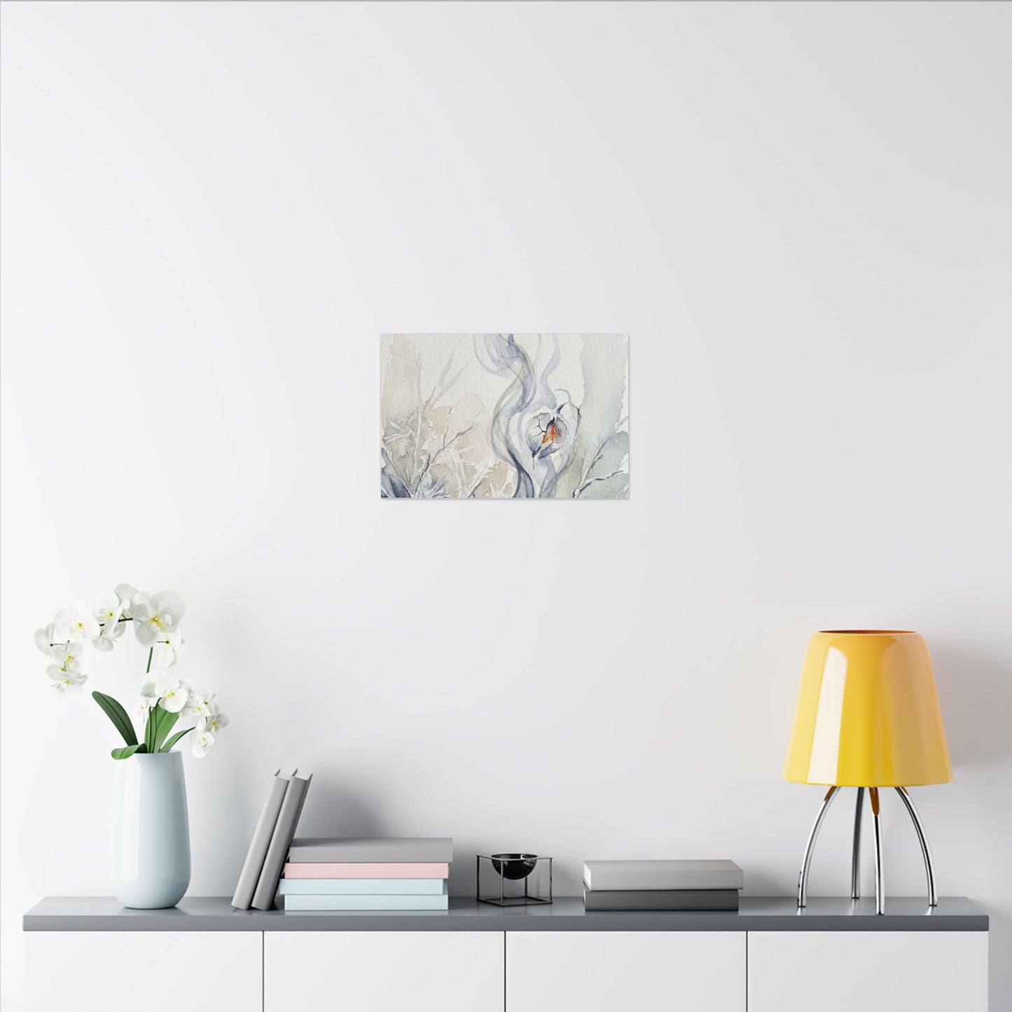 Earthy Incense Smoke Canvas Art - Watercolor Japandi