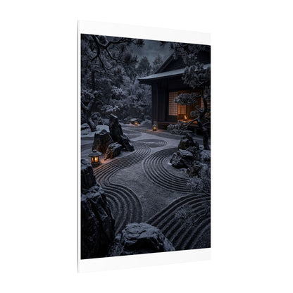 Candlelight Rock Garden Canvas Art - Dark Japandi Fukinsei