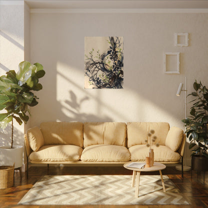 Ma Shadow Play Canvas Art - Dark Japandi Charcoal Ink