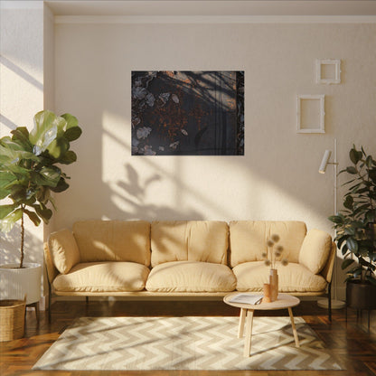 Shibui Rust Patina Canvas Art - Dark Japandi Charcoal Ink