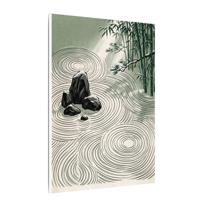 Shibui Rock Garden Canvas Art - Zen Ukiyo E Inspired