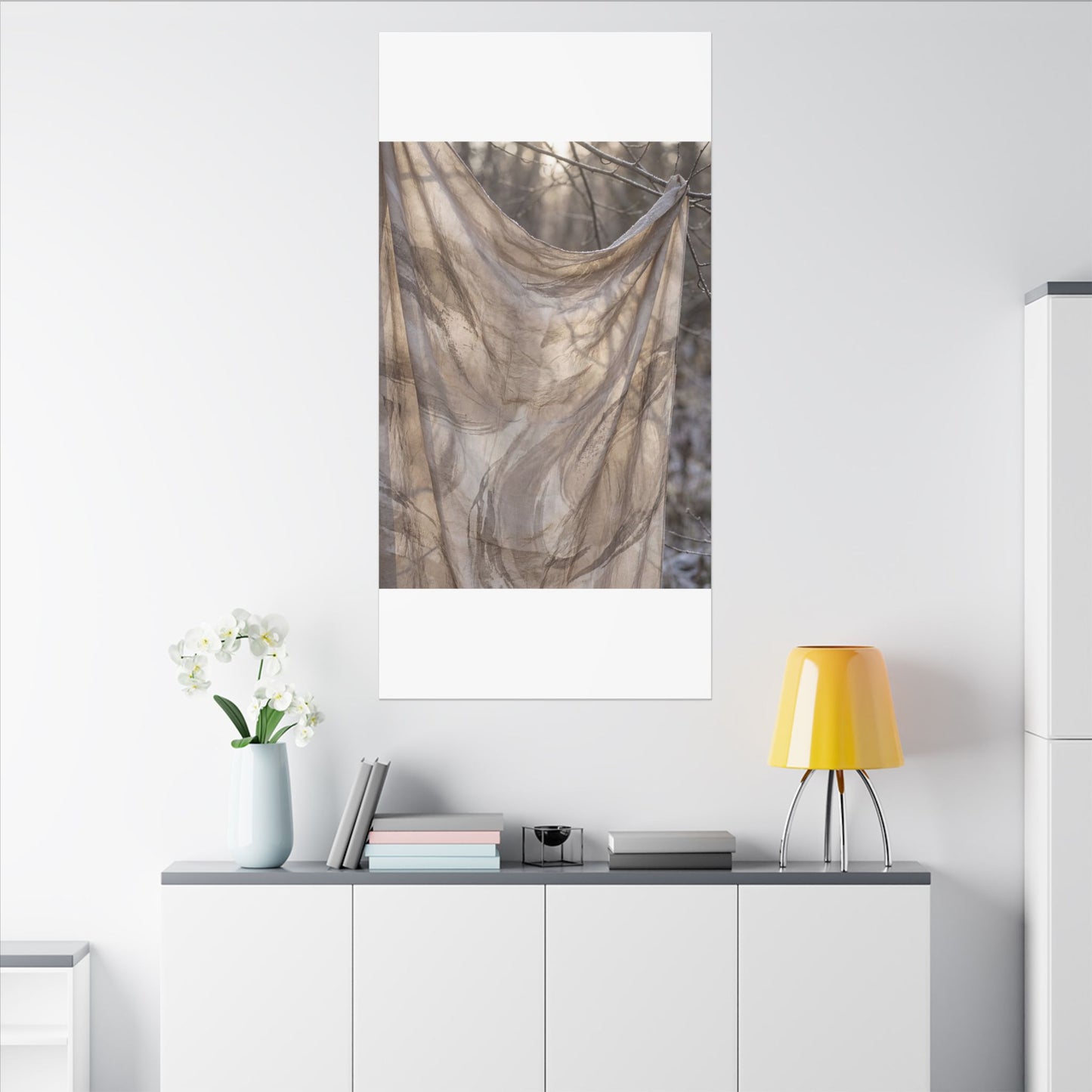 Ma Silk Drape Canvas Art - Japandi Japanese Pattern