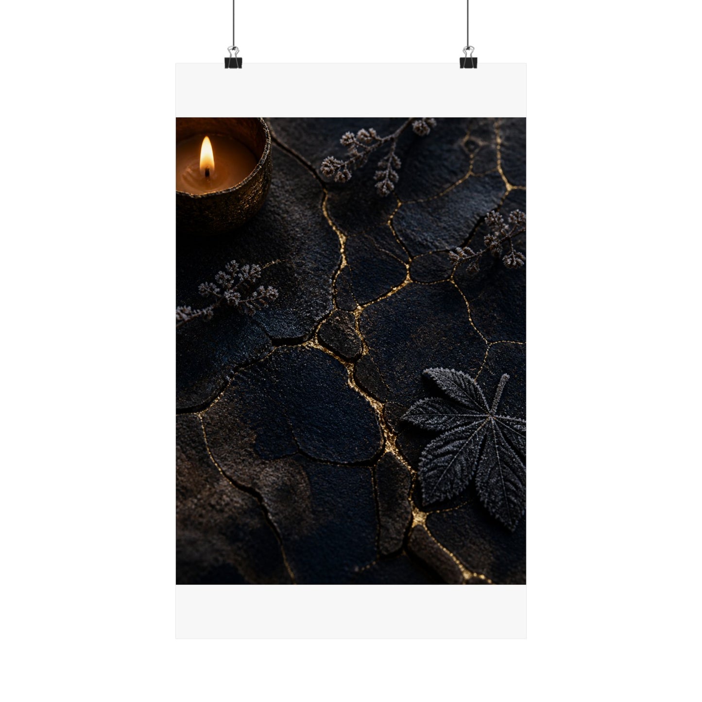 Luxurious Cracked Earth Wall Art Print - Moody Minimal Dark Japandi