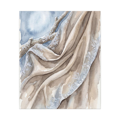 Silk Drape Winter Canvas Art | Japandi Cozy Design