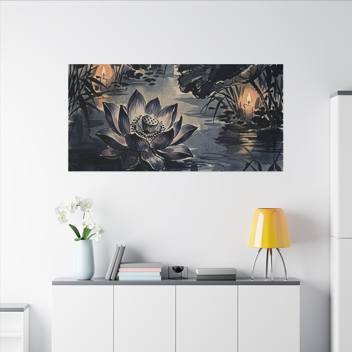 Fukinsei Lotus Flower Canvas Art - Zen Sumi E