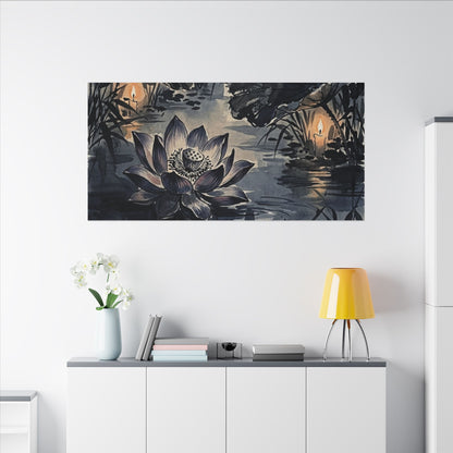 Fukinsei Lotus Flower Canvas Art - Zen Sumi E