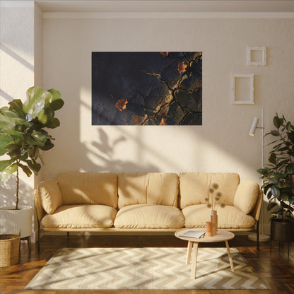Cracked Earth Canvas Art | Autumn Dark Japandi Dark Texture Art