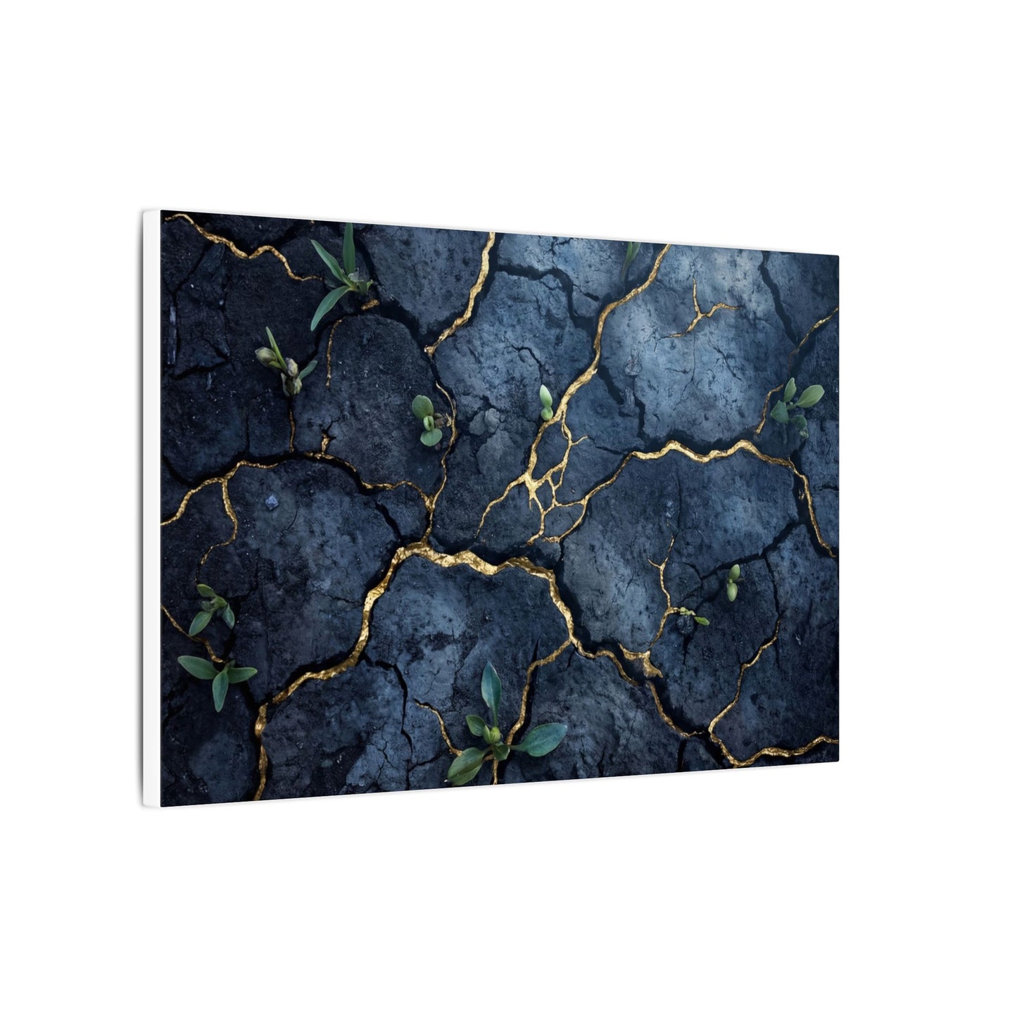 Cracked Earth Spring Canvas Art | Kintsugi Healing Design