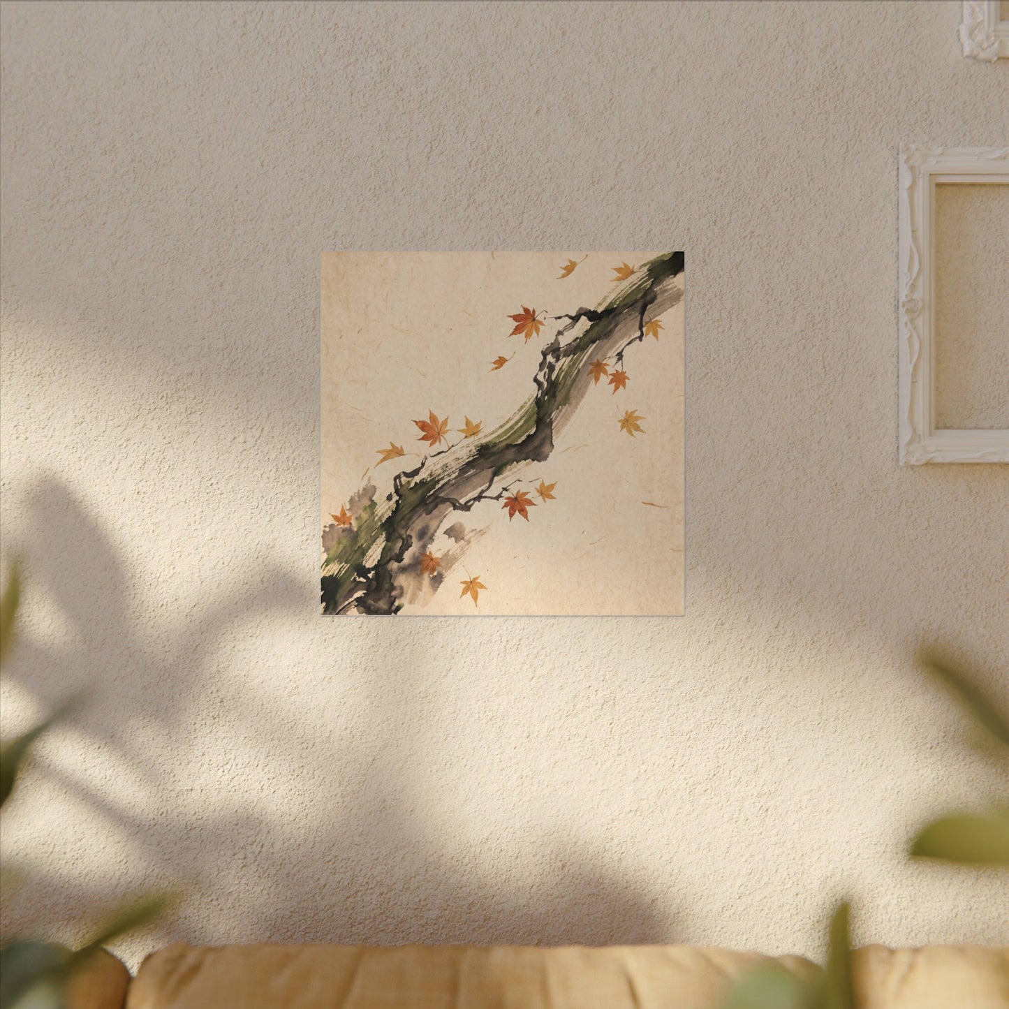 Ink Brushstroke Autumn Canvas Art | Zen Calm Design