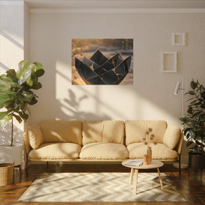 Kintsugi Paper Fold in Golden Hour | Gold Repair Canvas Art