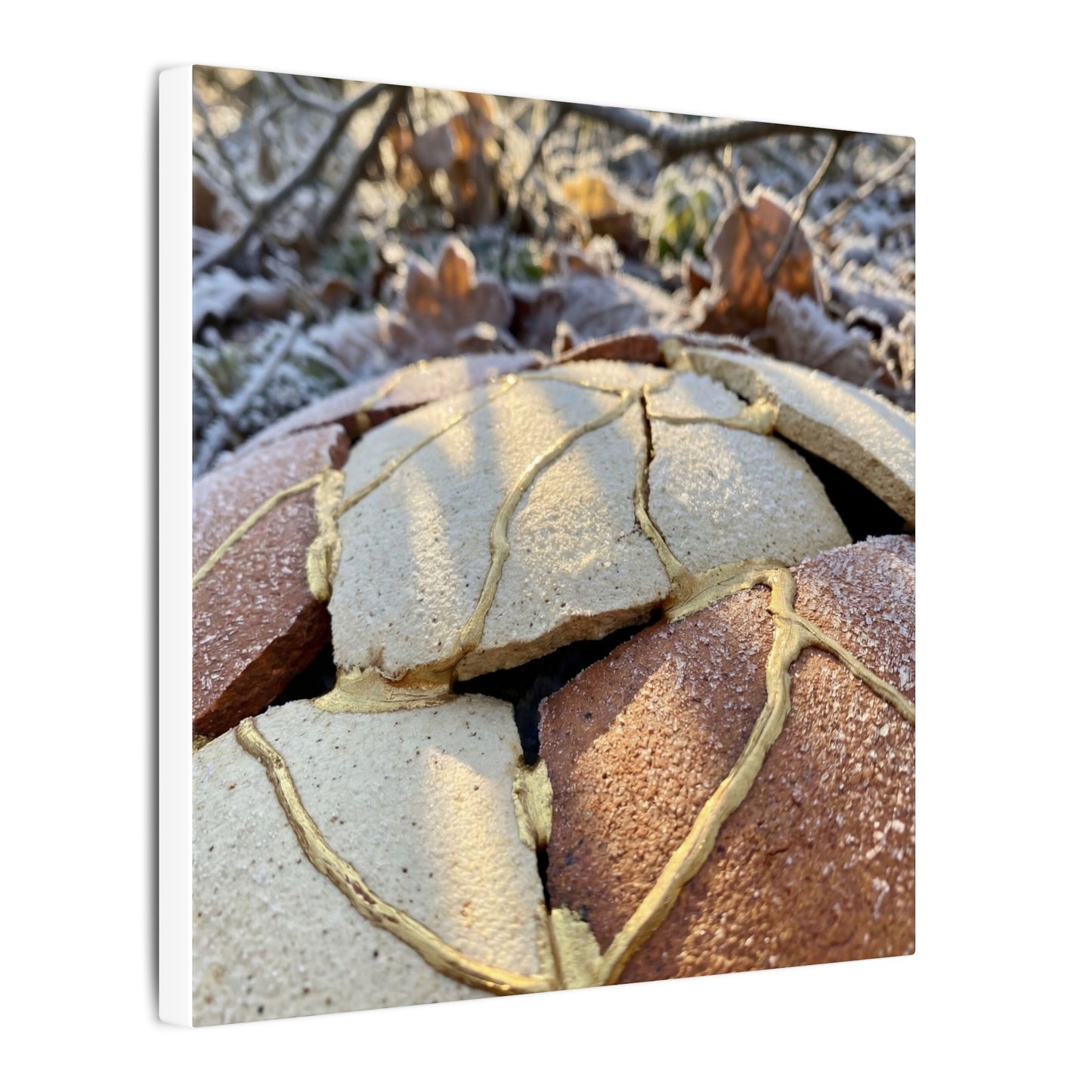 Broken Pottery Crackle Gold Canvas Art | Healing Kintsugi Art