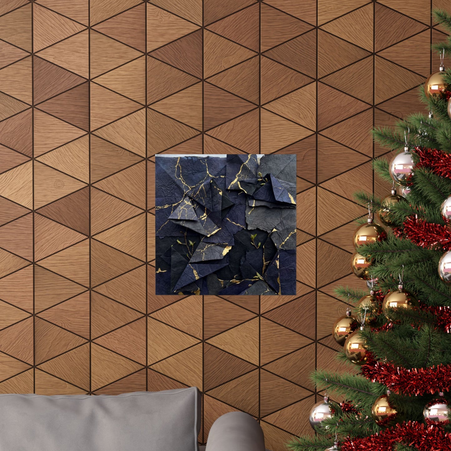 Paper Fold Crackle Gold Wall Art Print | Philosophical Kintsugi Art