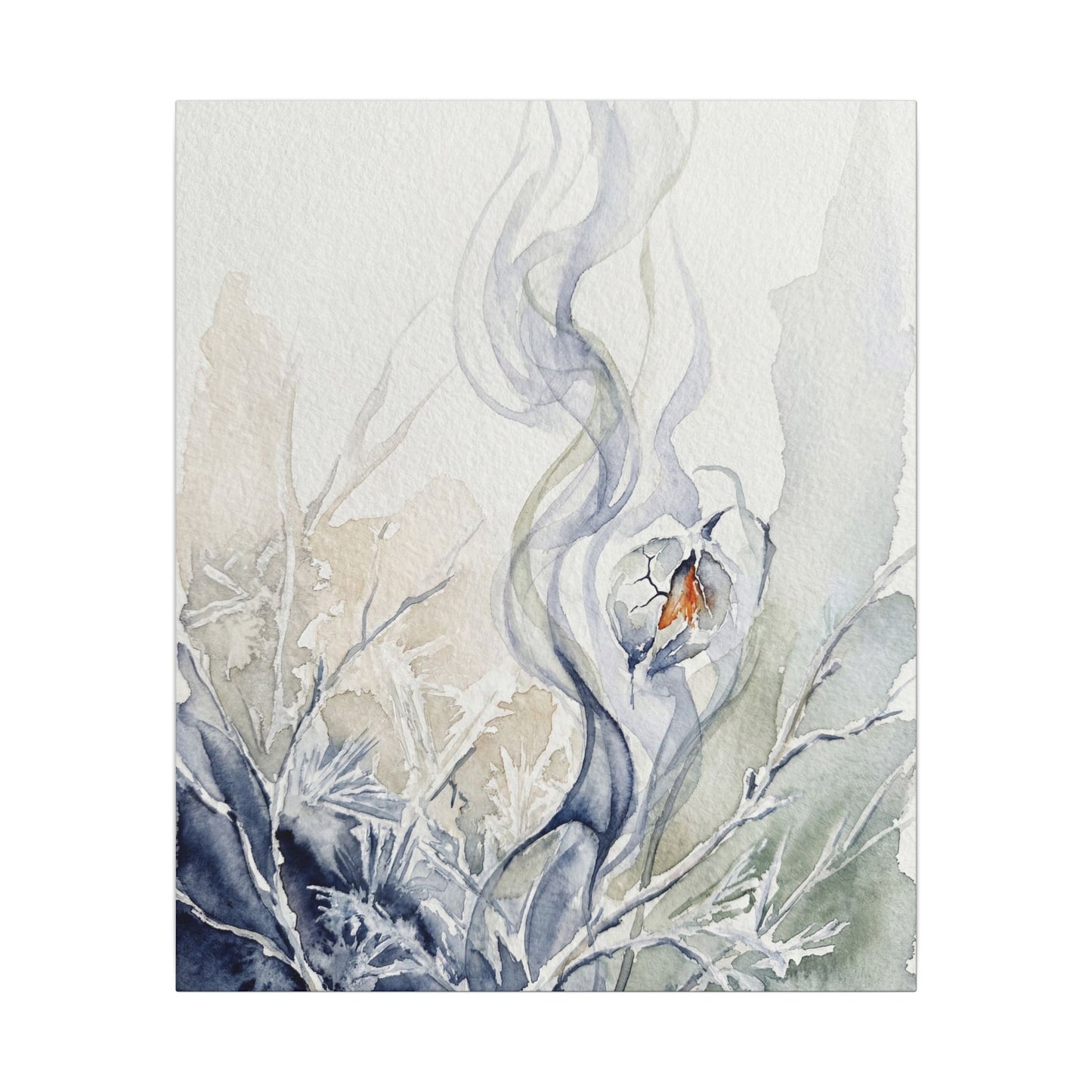 Earthy Incense Smoke Canvas Art - Watercolor Japandi