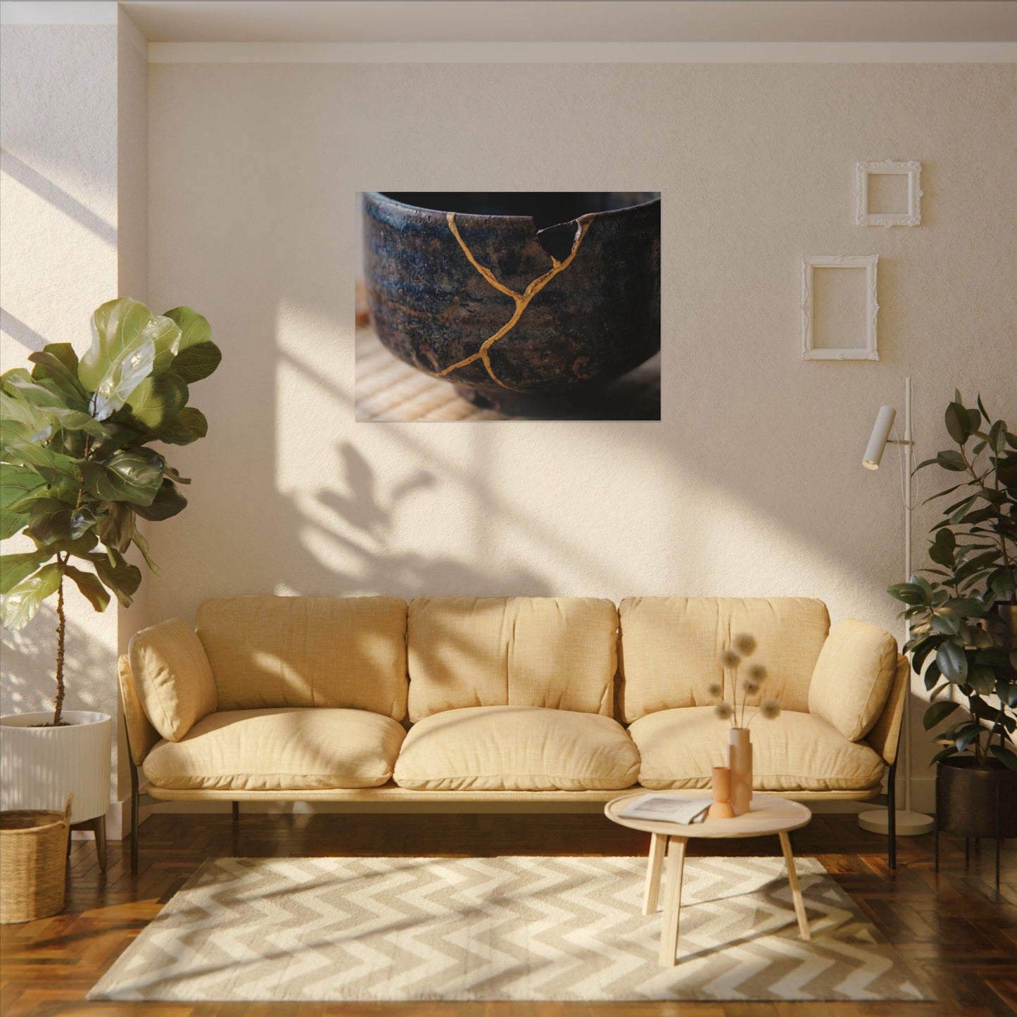 Tea Ceremony Autumn Canvas Art | Kintsugi Healing Design