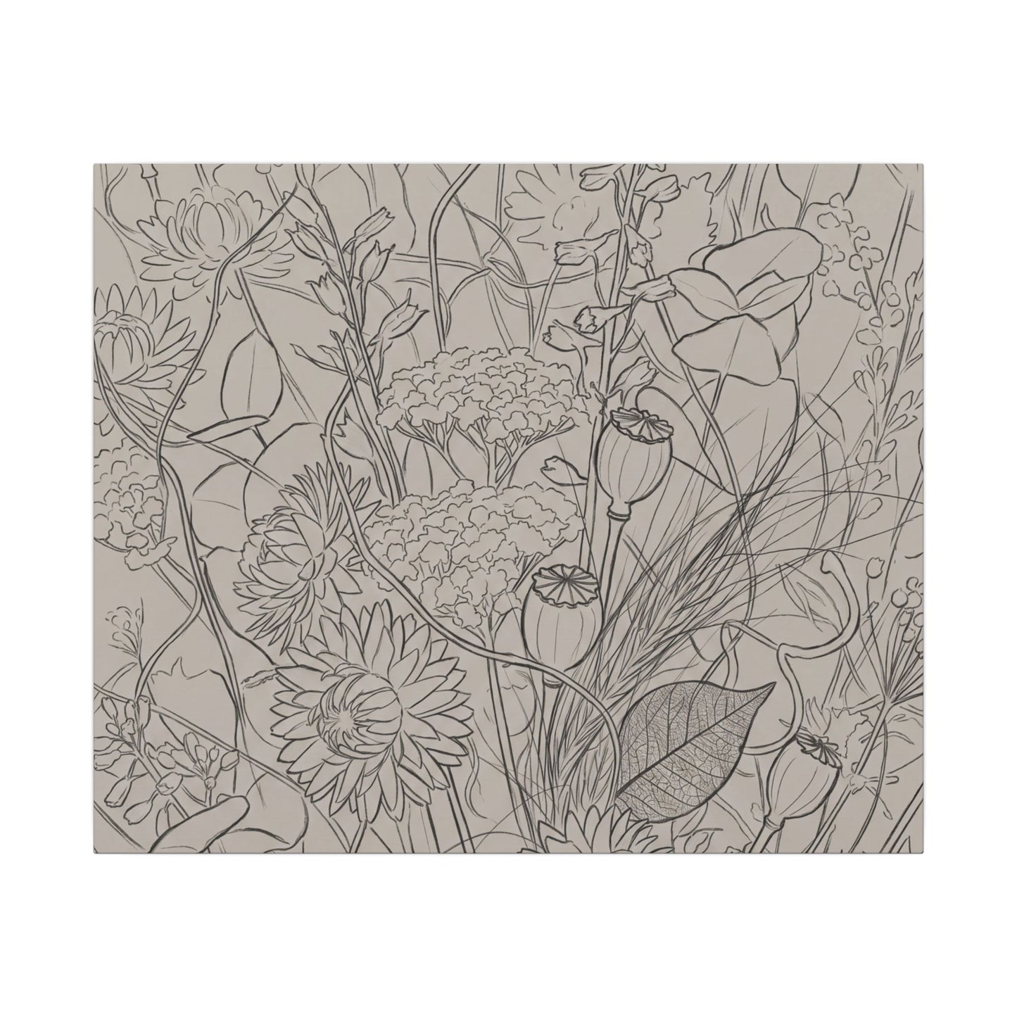 Summer Dried Flowers Minimal Line Canvas Art | Elegant Decor