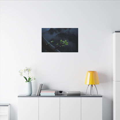 Moonlight Mountain Mist Canvas Art - Dark Japandi Kanso