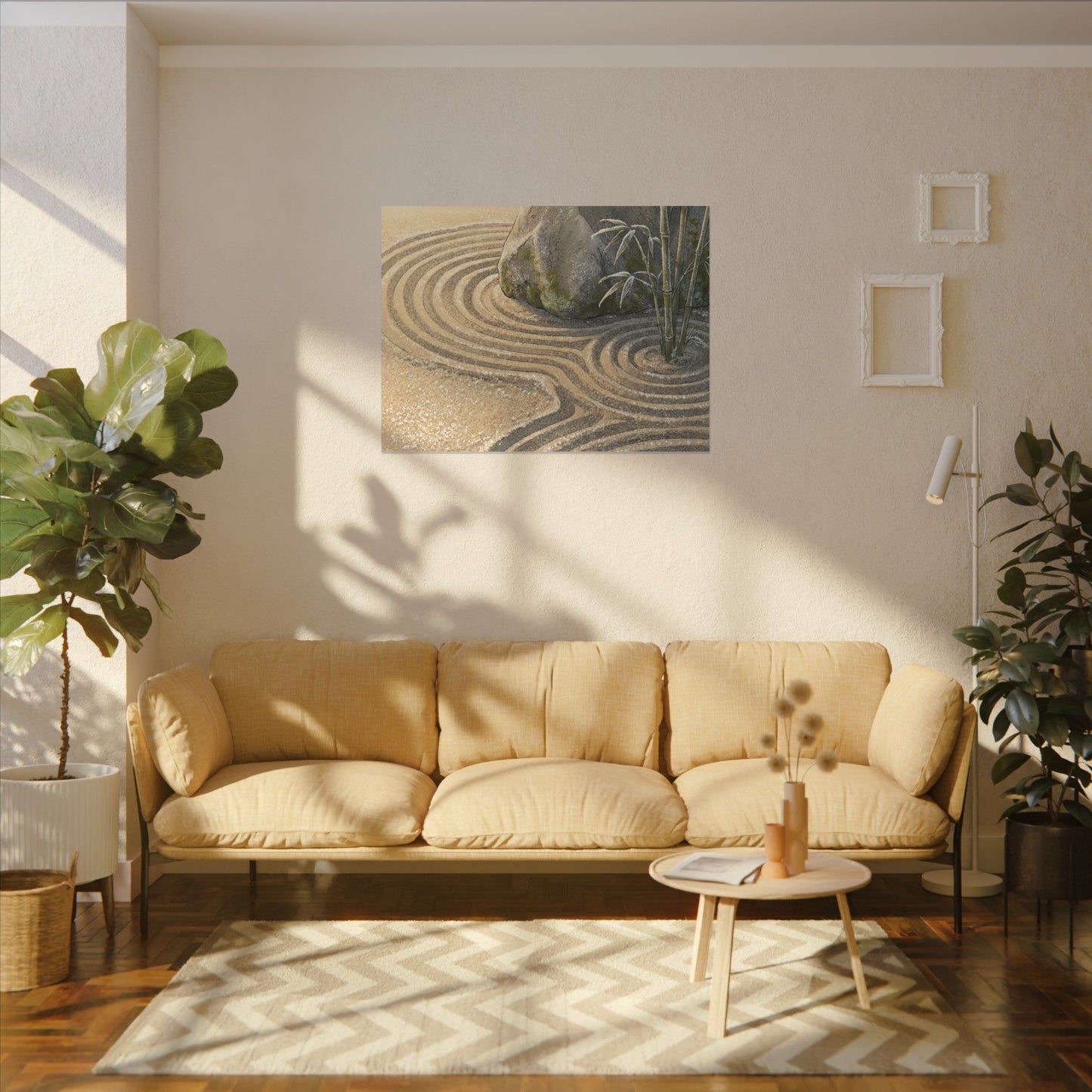 Rock Garden Winter Canvas Art | Zen Peaceful Design