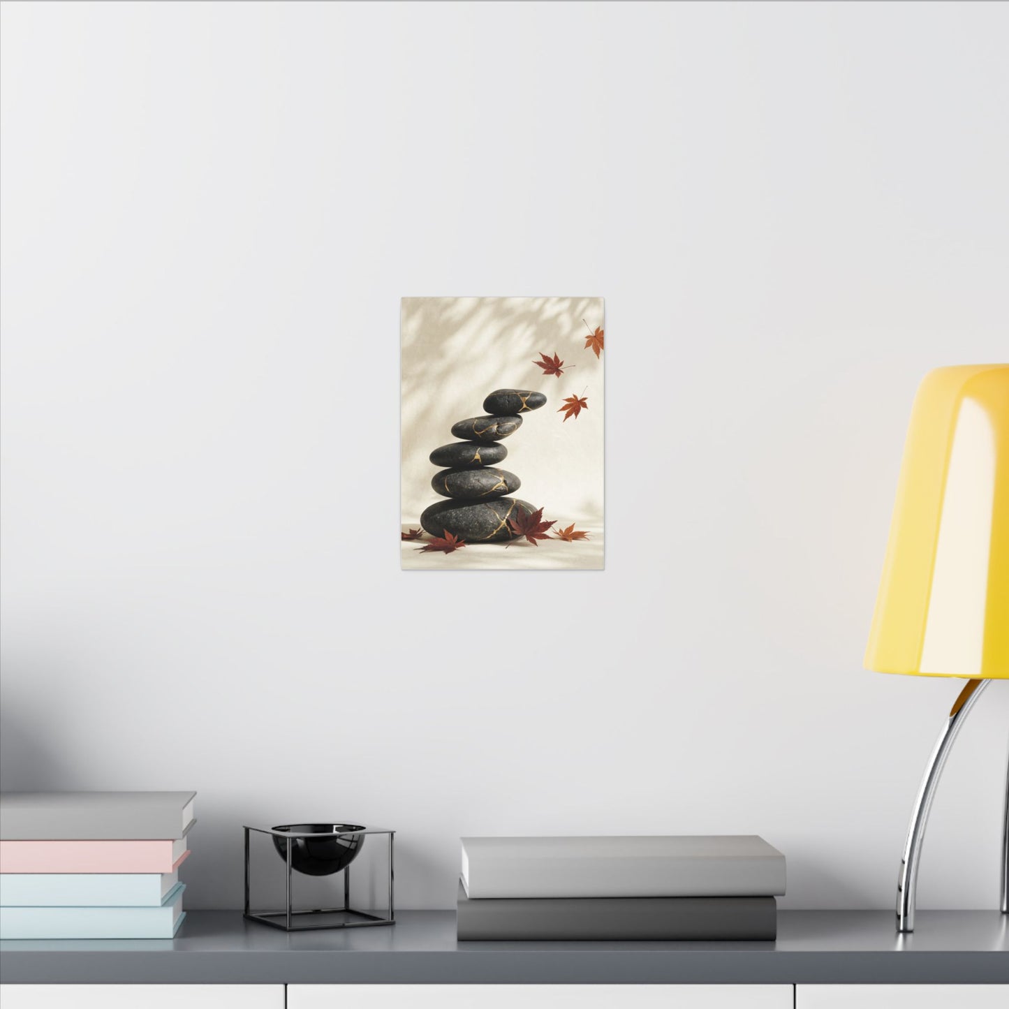 Kintsugi River Stones in Dappled | Crackle Gold Canvas Art
