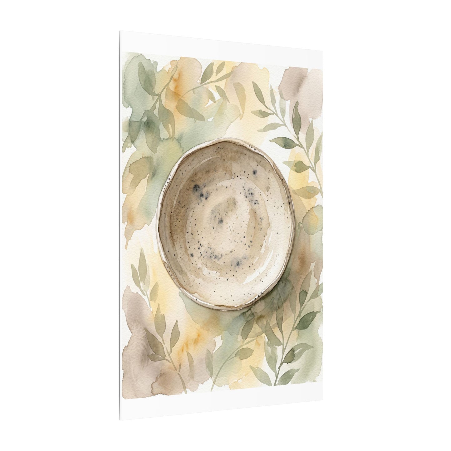 Ceramic Bowl Watercolor Canvas Art | Warm Japandi Art