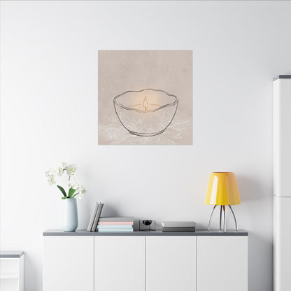 Ceramic Bowl Minimal Line Canvas Art | Neutral Japandi Art