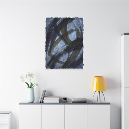 Ink Brushstroke Canvas Art | Winter Dark Japandi Shadow Zen Art