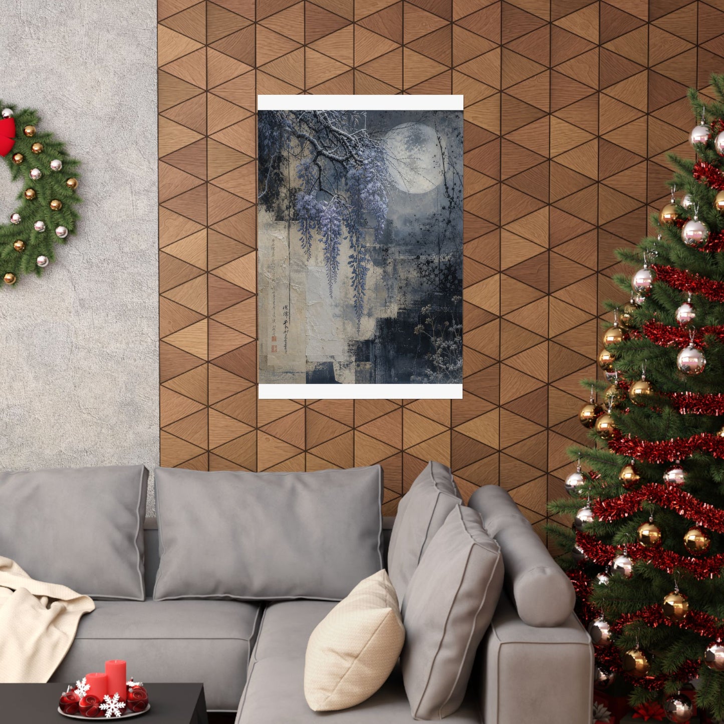 Moonlight Wisteria Wall Art Print - Japandi Seijaku