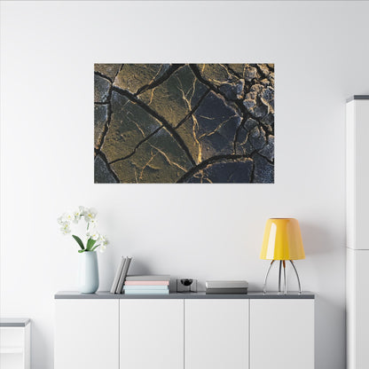 Winter Cracked Earth Moody Minimal Canvas Art | Atmospheric Decor