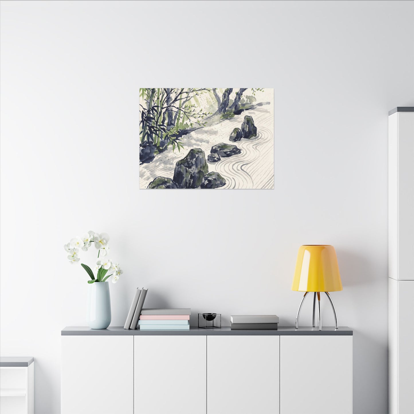 Dappled Rock Garden Canvas Art - Zen Mono No Aware