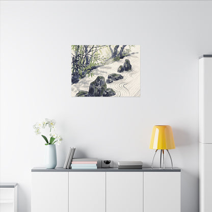 Dappled Rock Garden Canvas Art - Zen Mono No Aware