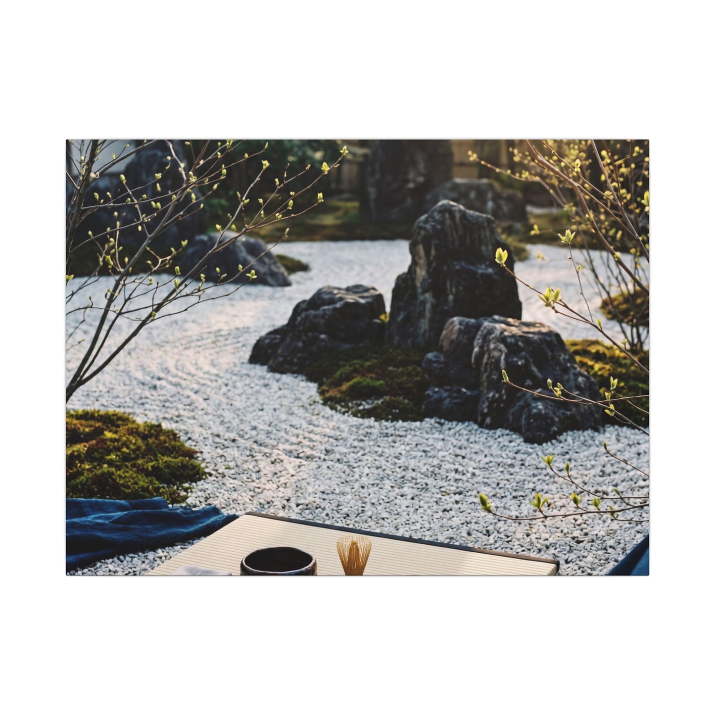 Zen Tea Ceremony in Golden Hour | Karesansui Canvas Art