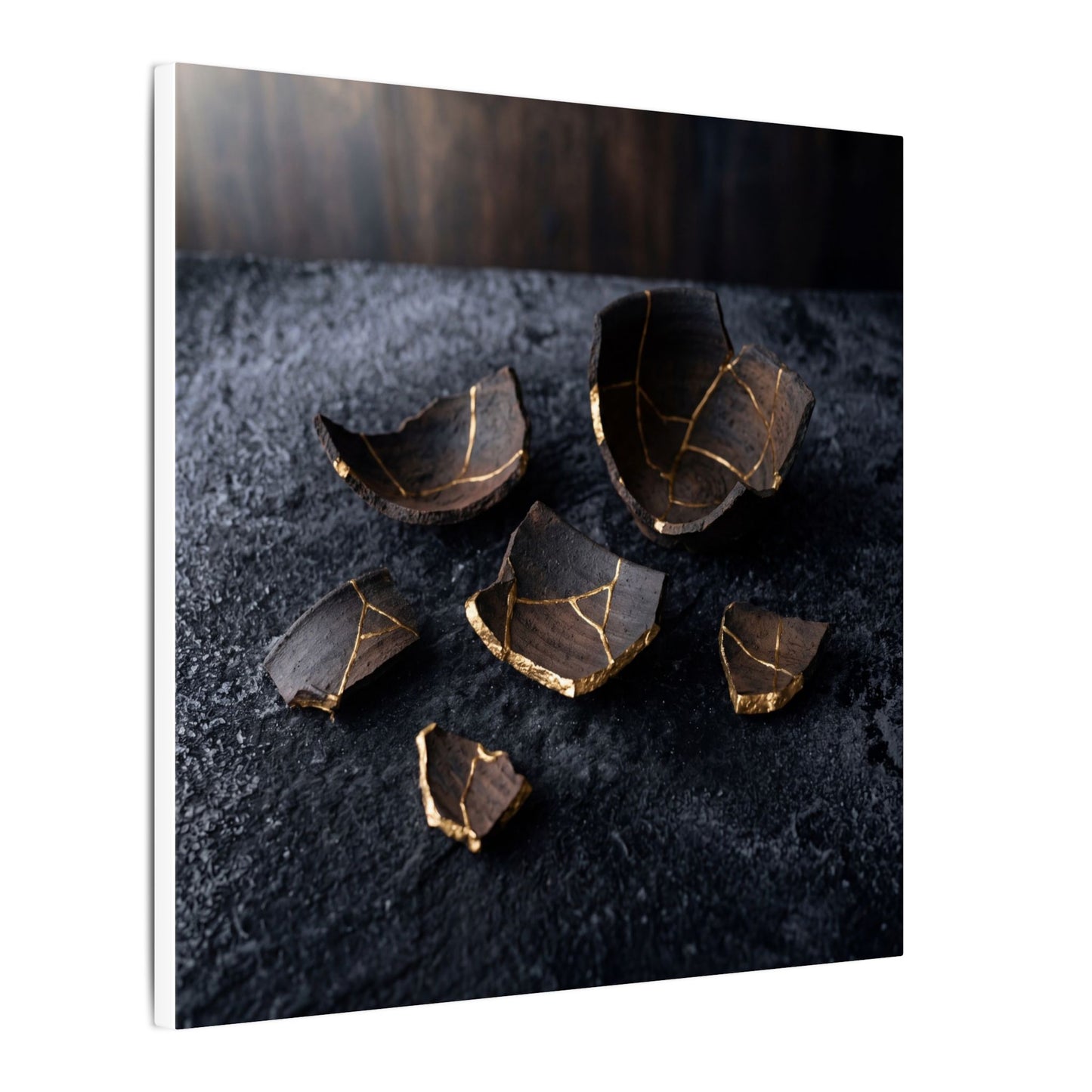 Winter Broken Pottery Shadow Zen Canvas Art | Bold Decor
