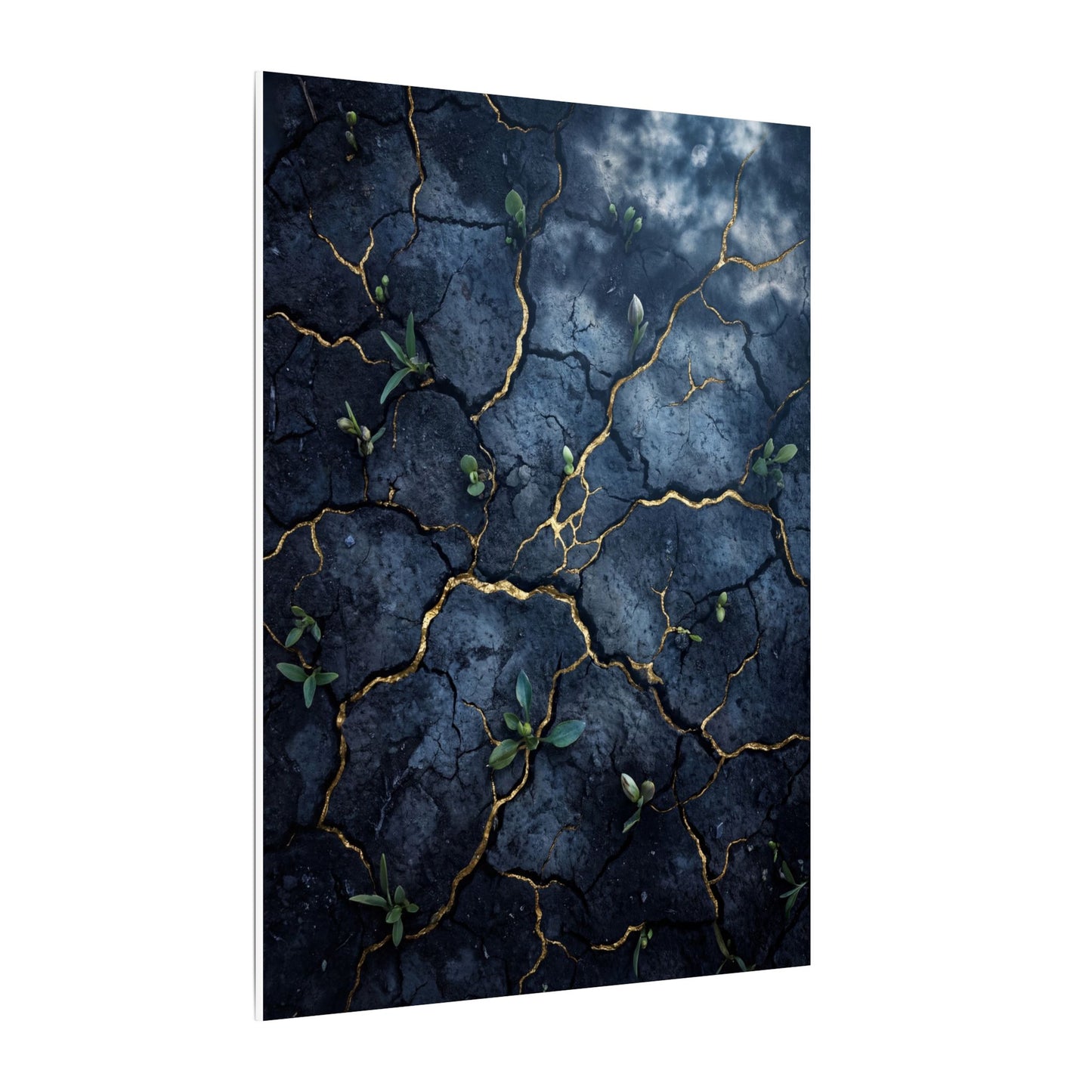 Cracked Earth Spring Canvas Art | Kintsugi Healing Design
