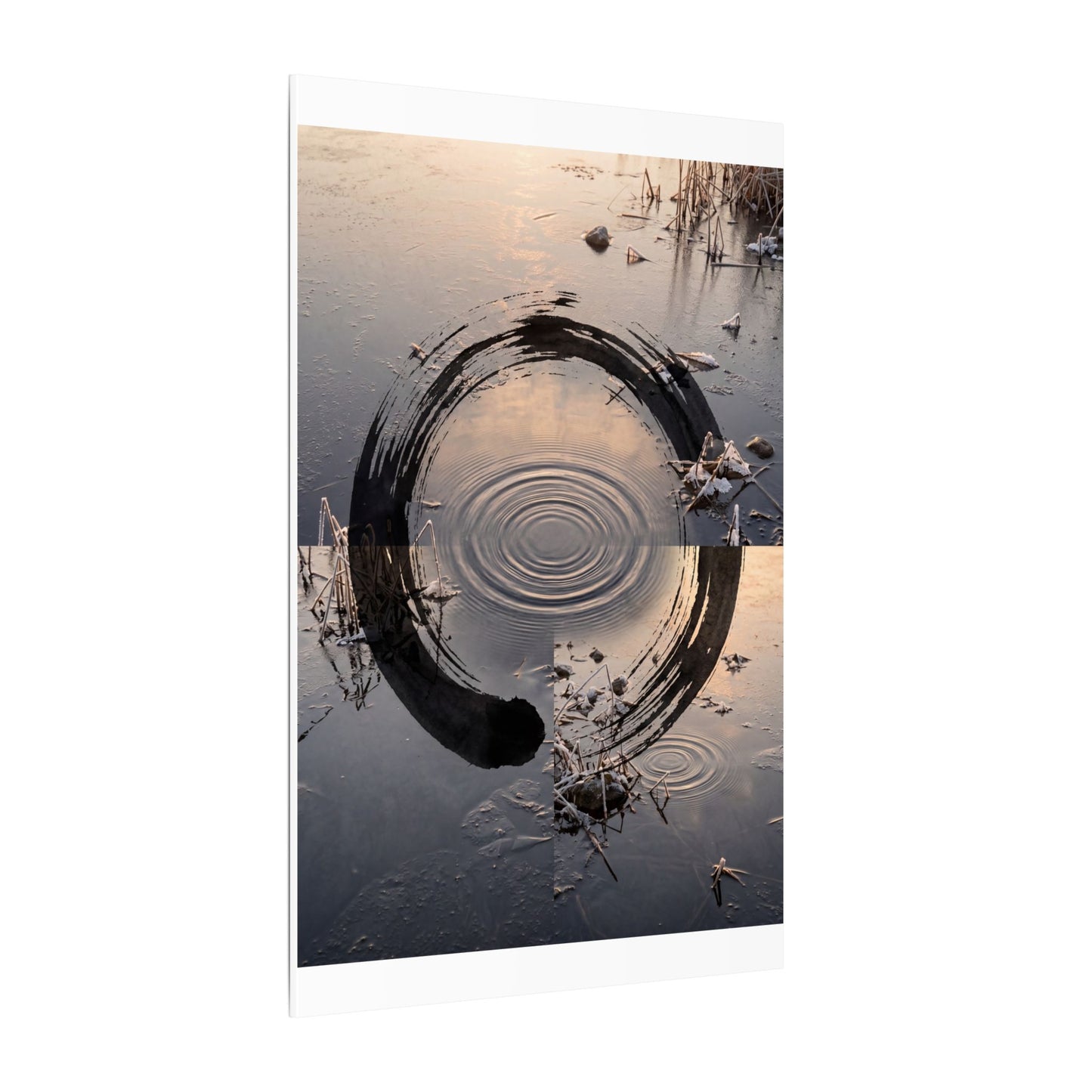 Winter Water Ripple Enso Canvas Art | Tranquil Decor