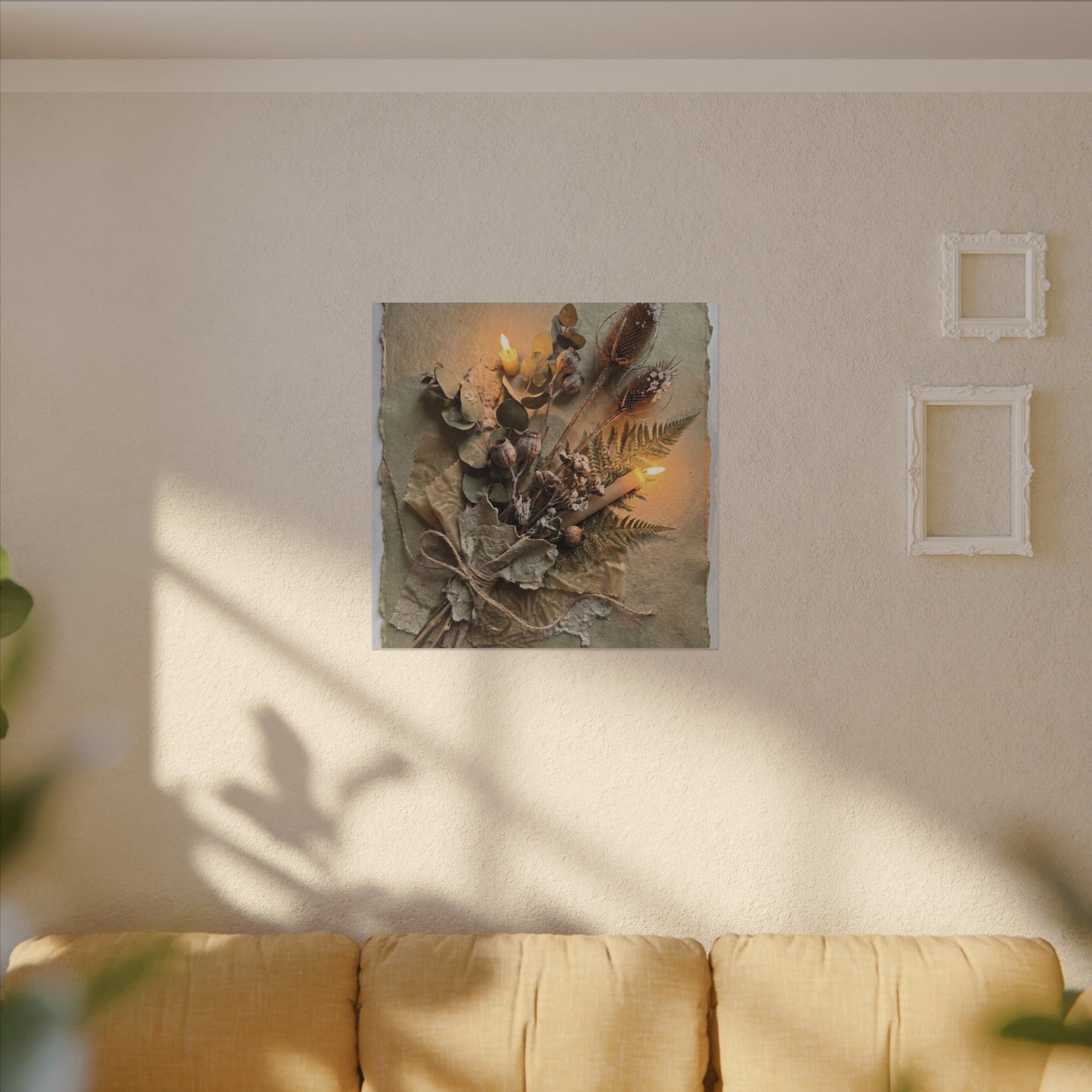 Dried Flowers Texture Canvas Art | Warm Japandi Art