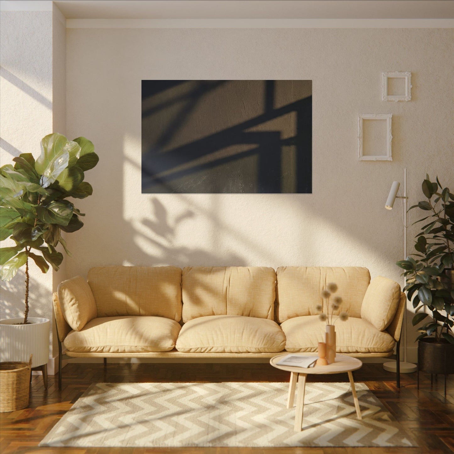Sophisticated Shadow Play Canvas Art - Moody Minimal Dark Japandi