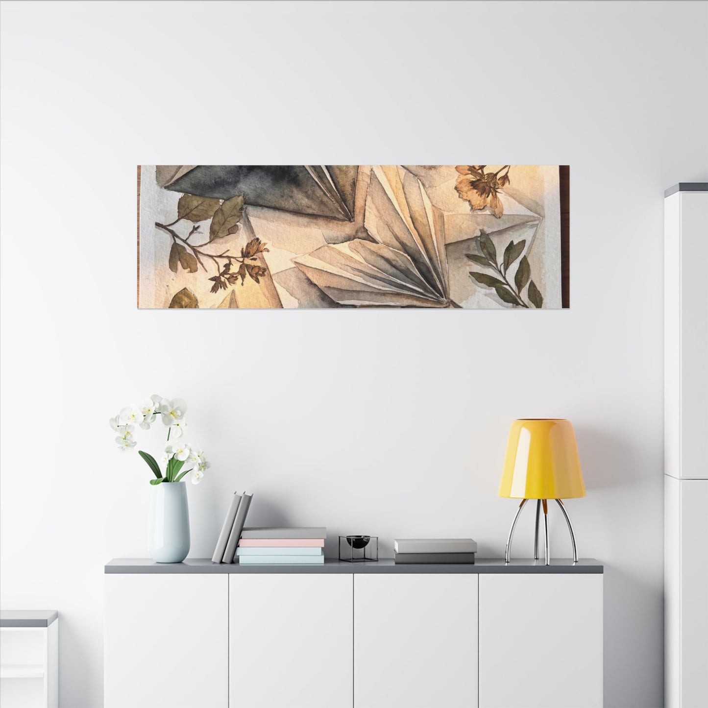 Golden Hour Paper Fold Canvas Art - Japandi Seijaku
