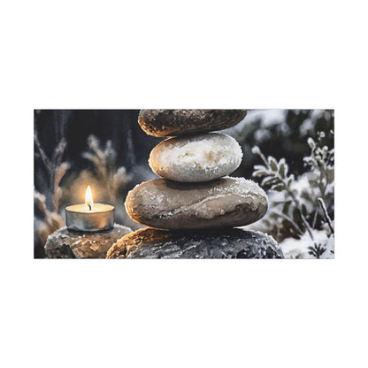 River Stones Canvas Art | Winter Japandi Watercolor Art