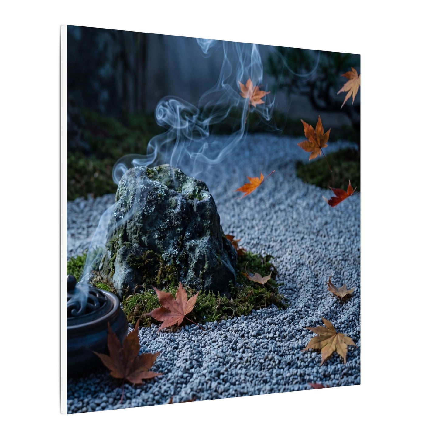 Autumn Incense Smoke Karesansui Canvas Art | Calm Decor