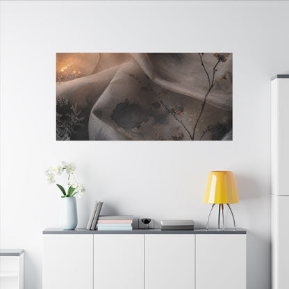 Japandi Silk Drape in Candlelight | Watercolor Canvas Art