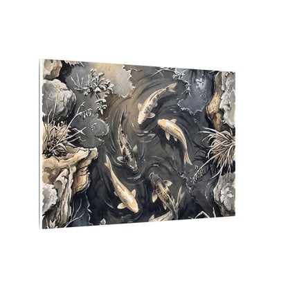 Koi Pond Canvas Art | Winter Japandi Japanese Pattern Art