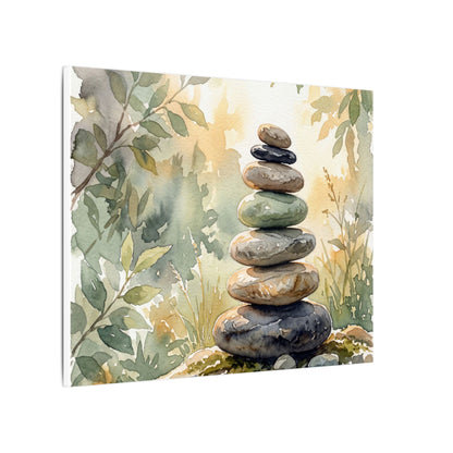 Golden Hour River Stones Canvas Art - Japandi Mono No Aware