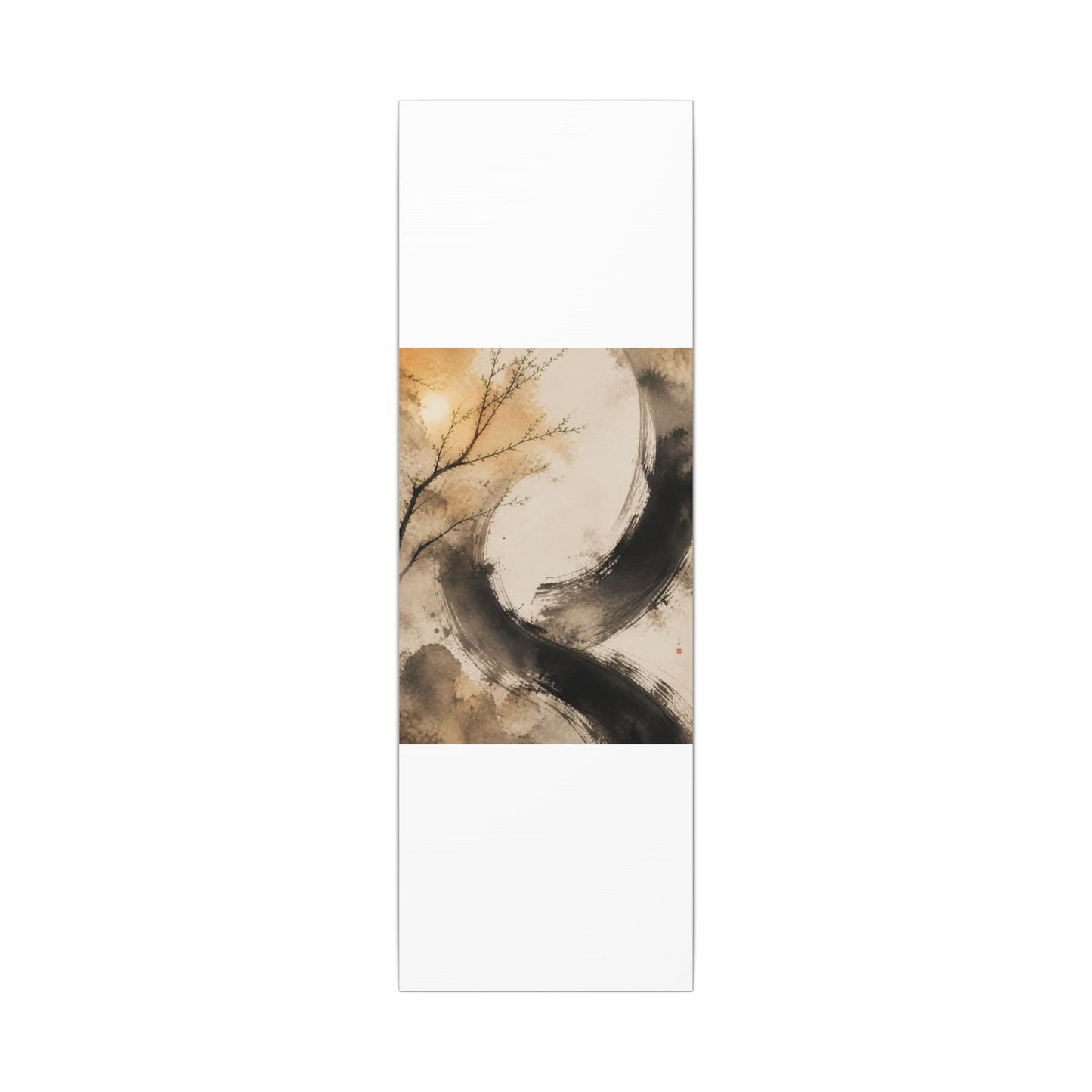 Japandi Ink Brushstroke in Golden Hour | Watercolor Canvas Art